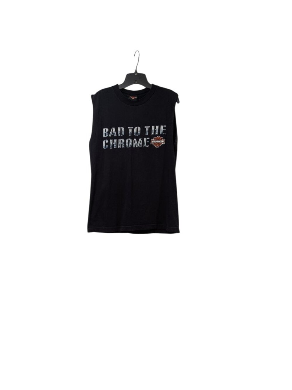 Harley Davidson Black Bad To The Chrome Sleeveless Shirt Motorcycle Biker Sz M